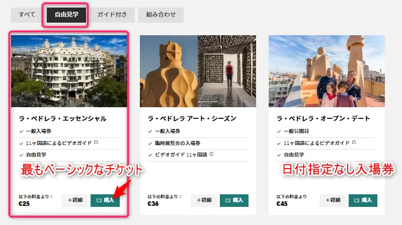 2026カサミラのチケットの種類