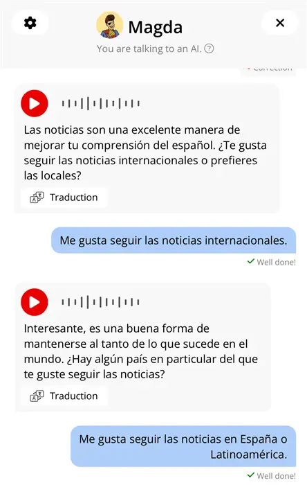スペイン語AI学習アプリのAIスピーキング