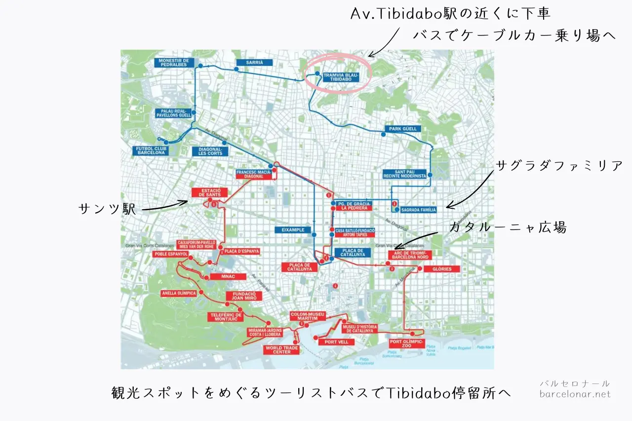 ツーリストバスを使ってティビダボまで行く方法